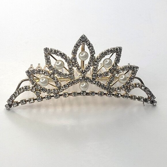 Pearl and Crystal Mini Tiara - Picture 1 of 11